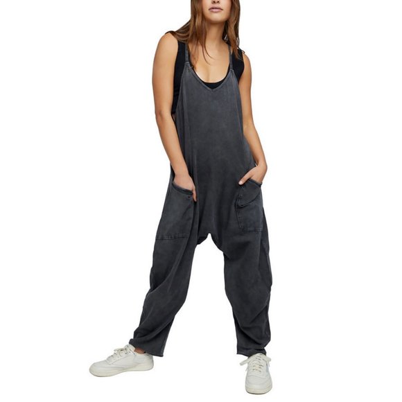 FREE PEOPLE MOVEMENT WASHED BLACK HOT SHOT ONESIE JUMPSUIT - Picture 3 of 6